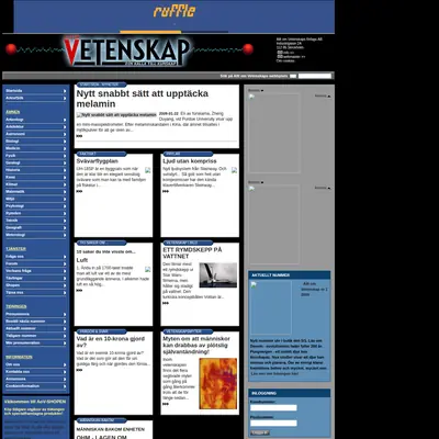 Allt om Vetenskap startsida 2009