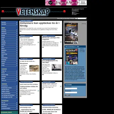 Allt om Vetenskap startsida 2012