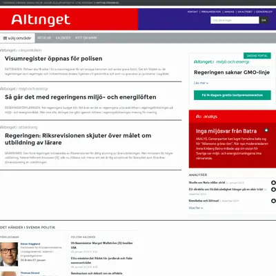 www.altinget.se startsida 2015