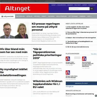 www.altinget.se startsida 2019
