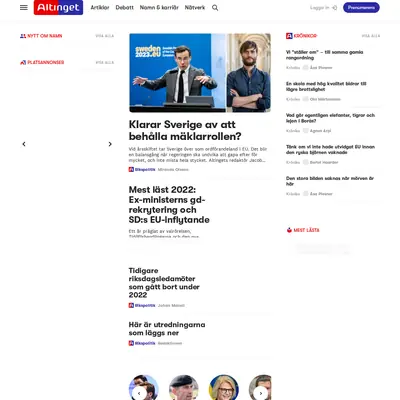 www.altinget.se startsida 2023