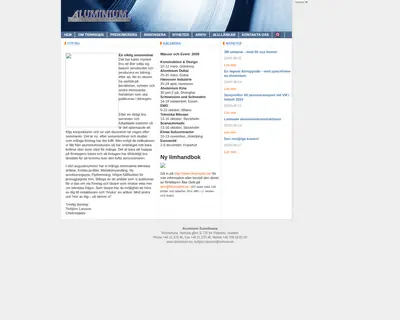 Aluminium Scandinavia startsida 2009