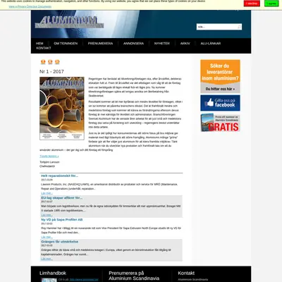 Aluminium Scandinavia startsida 2017
