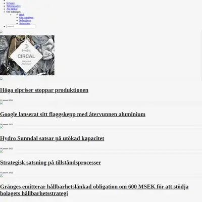 Aluminium Scandinavia startsida 2022
