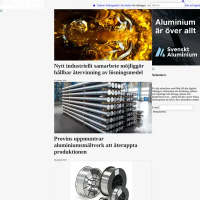 Aluminium Scandinavia startsida 2023