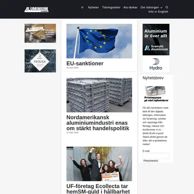 Aluminium Scandinavia startsida 2024