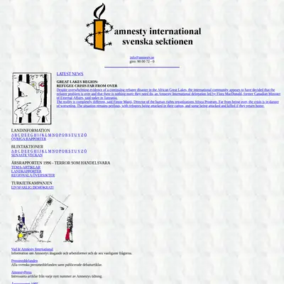 Amnesty Press startsida 1997