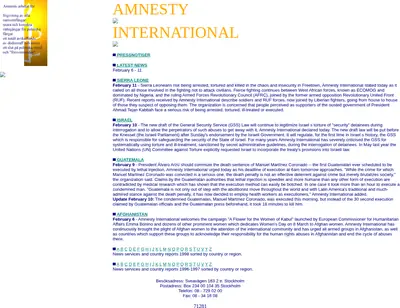 Amnesty Press startsida 1998