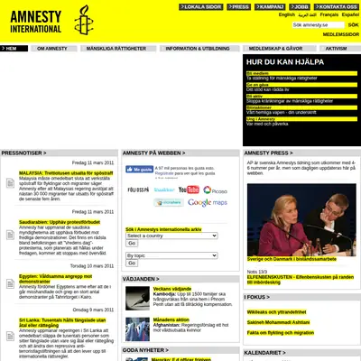 Amnesty Press startsida 2011