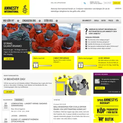 Amnesty Press startsida 2013