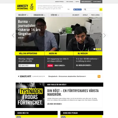 Amnesty Press startsida 2018