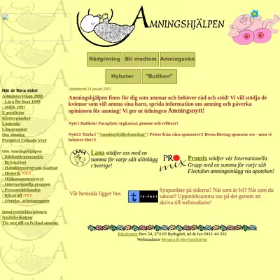 Amningsnytt startsida 2001