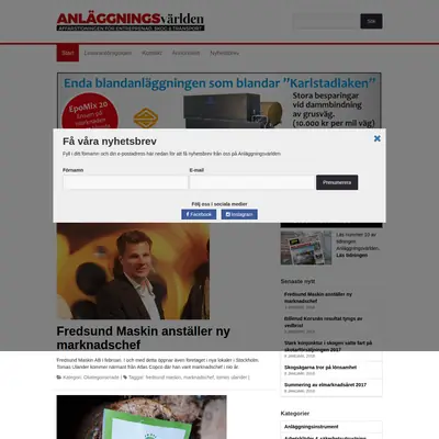 www.anlaggningsvarlden.se startsida 2018