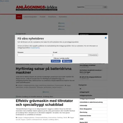 www.anlaggningsvarlden.se startsida 2020
