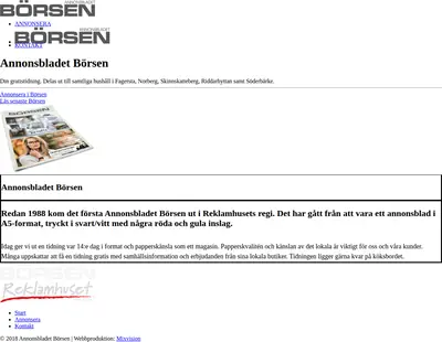 ANNONS BLADET BÖRSEN startsida 2021