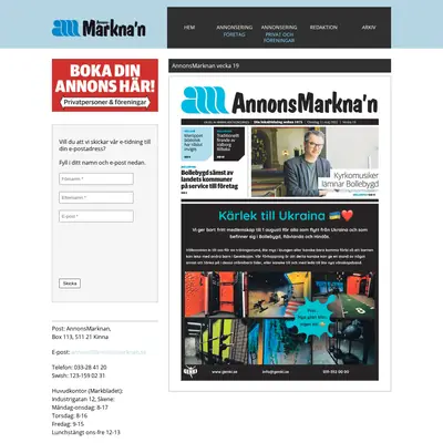 Annonsmarkna'n startsida 2022