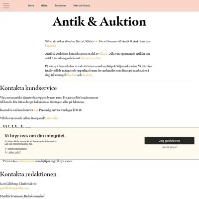 Antik & Auktion startsida 2020
