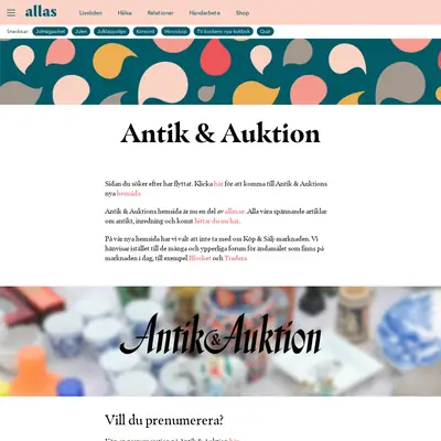 Antik & Auktion startsida 2022