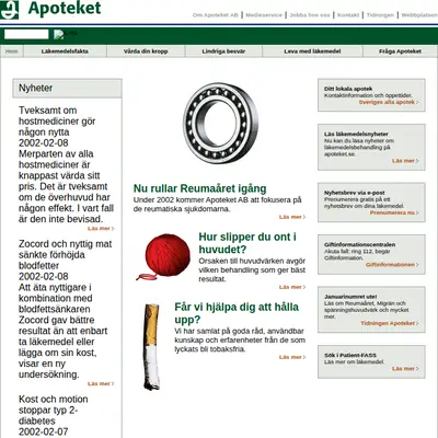 Vi på Apoteket startsida 2002