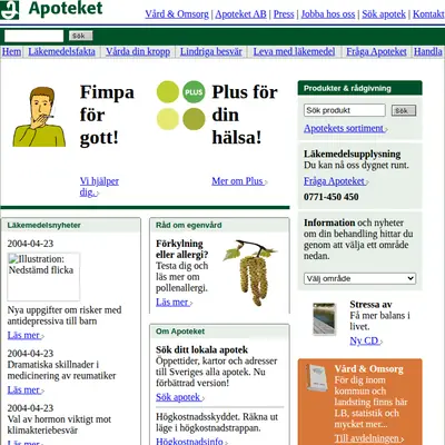 Vi på Apoteket startsida 2004