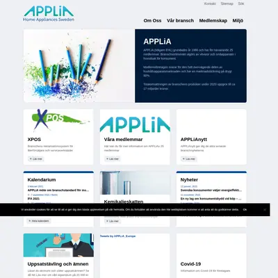 www.applia-sverige.se startsida 2021