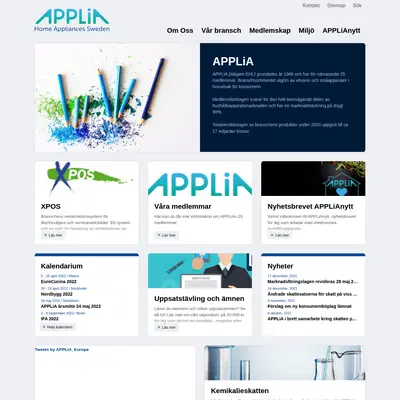 www.applia-sverige.se startsida 2022