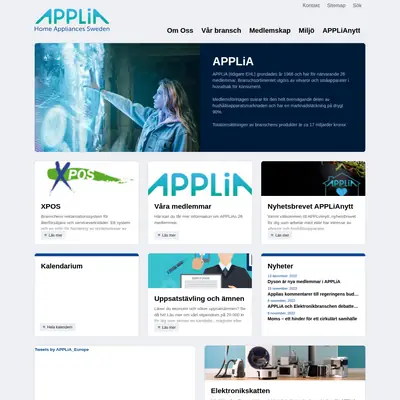 www.applia-sverige.se startsida 2023