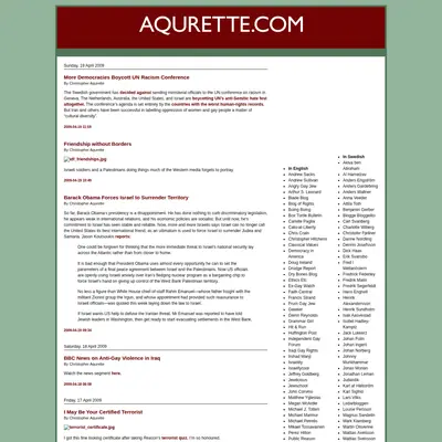 Aqurette.com startsida 2009