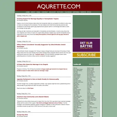 Aqurette.com startsida 2011