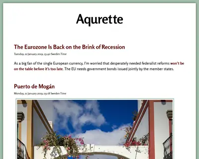 Aqurette.com startsida 2019