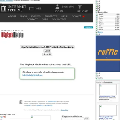 Arbetarbladet startsida 2010