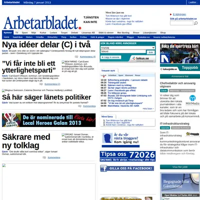 Arbetarbladet startsida 2013