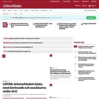 Arbetarbladet startsida 2018