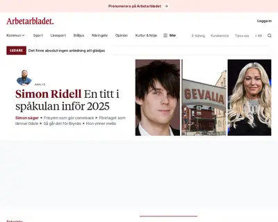 Arbetarbladet startsida 2025