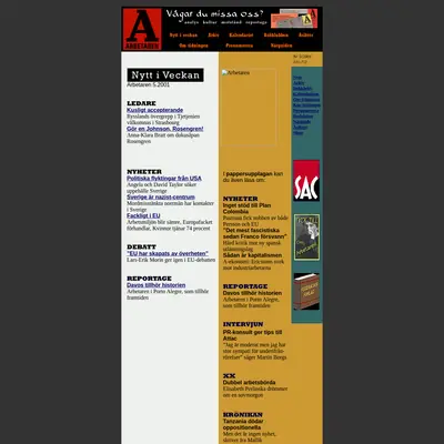 Arbetaren startsida 2001