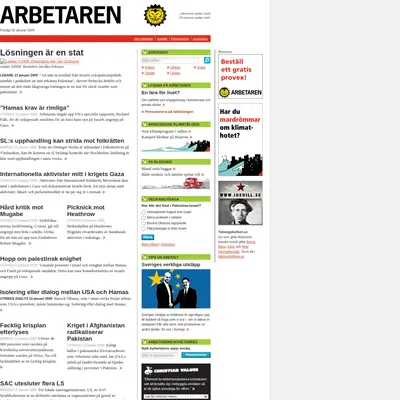 Arbetaren startsida 2009