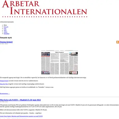 Arbetarinternationalen startsida 2023