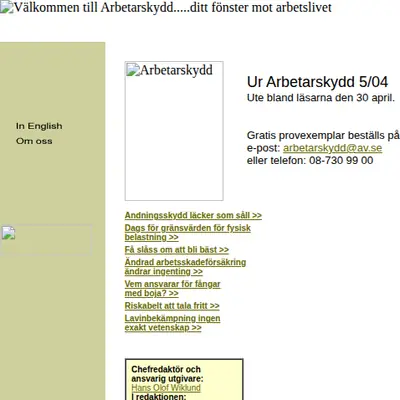 Arbetarskydd startsida 2004