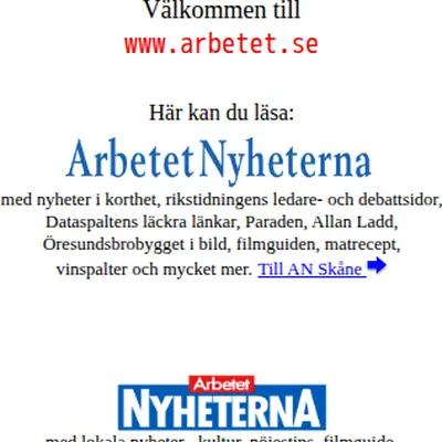 Arbetet startsida 1997