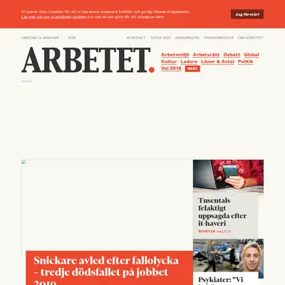 Arbetet startsida 2019