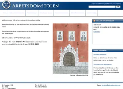 Arbetsdomstolens domar (AD) startsida 2011