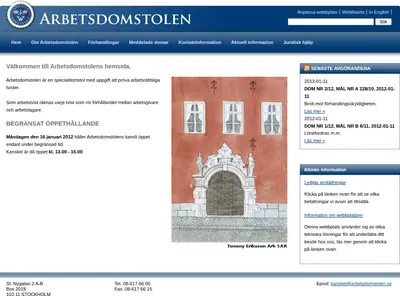 Arbetsdomstolens domar (AD) startsida 2012