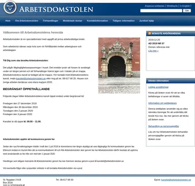 Arbetsdomstolens domar (AD) startsida 2020