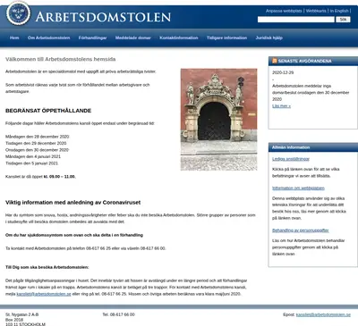 Arbetsdomstolens domar (AD) startsida 2021