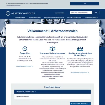 Arbetsdomstolens domar (AD) startsida 2023