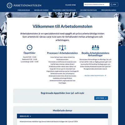 Arbetsdomstolens domar (AD) startsida 2024