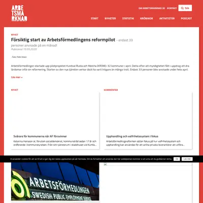 ARBETSMARKNAD.se startsida 2021