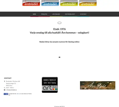 Årebladet startsida 2015