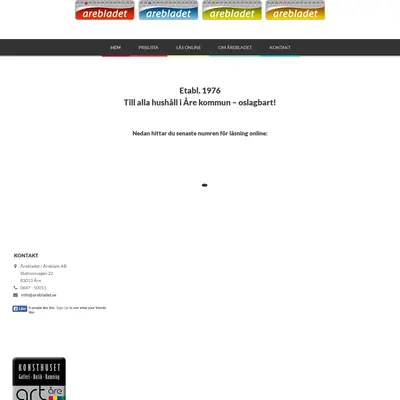 Årebladet startsida 2016