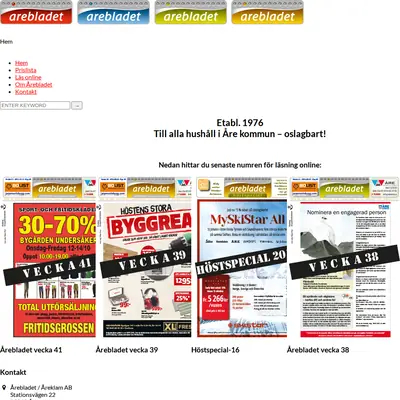 Årebladet startsida 2017